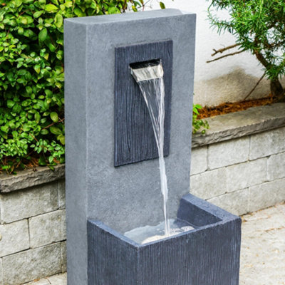 Outdoor Contemporary Water Feature Cement Finish H81Cm