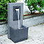 Outdoor Contemporary Water Feature - Polyresin - D35 x W31 x H81cm - Cement