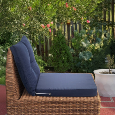 Outdoor Dark Blue 2Pcs Garden Sofa Cushion Backrest Set Polyester Dining Chair Cushion Seat Pads for Outdoors