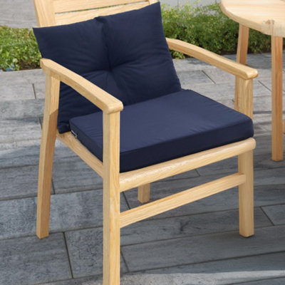 Outdoor Dark Blue 2Pcs Garden Sofa Cushion Backrest Set Polyester Dining Chair Cushion Seat Pads for Outdoors