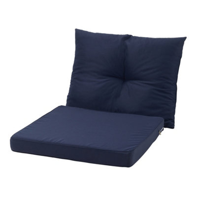 Outdoor Dark Blue 2Pcs Garden Sofa Cushion Backrest Set Polyester Dining Chair Cushion Seat Pads for Outdoors