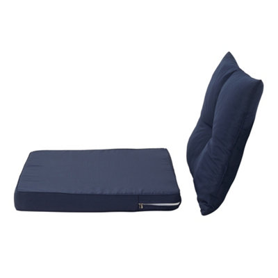 Outdoor Dark Blue 2Pcs Garden Sofa Cushion Backrest Set Polyester Dining Chair Cushion Seat Pads for Outdoors