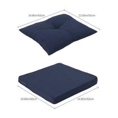 Outdoor Dark Blue 2Pcs Garden Sofa Cushion Backrest Set Polyester Dining Chair Cushion Seat Pads for Outdoors