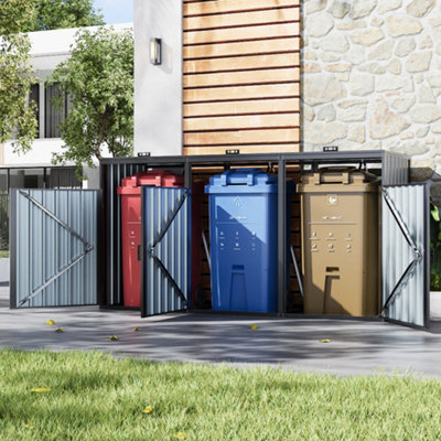 Outdoor Dark Grey Garden Storage Shed Waterproof Metal Storage Shed ...