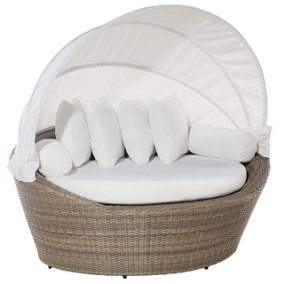 Outdoor Daybed PE Rattan Light Brown SYLT