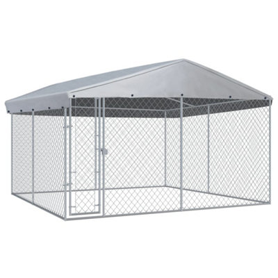 Outdoor Dog Kennel with Roof 382x382x225 cm | DIY at B&Q