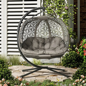 Outdoor Double Hanging Chair - Swing Chair with Metal Stand