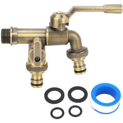Outdoor double taps water faucet kit 3/4in inlet wall mounted brass ...