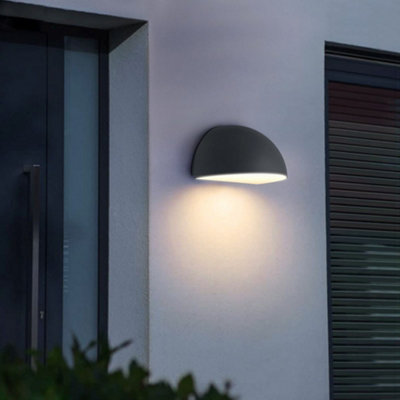 Outdoor Downward Wall Light Anthracite Grey Half Circular Frosted ...