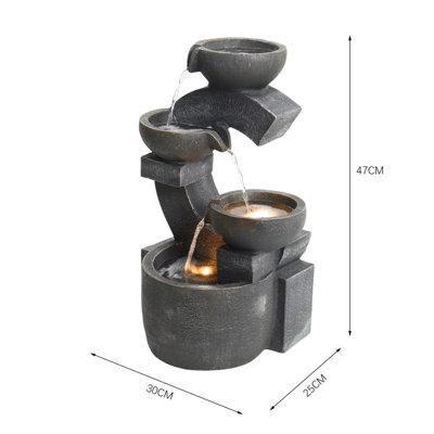 Outdoor Electric Cascading Water Feature Garden Layered LED Fountain ...
