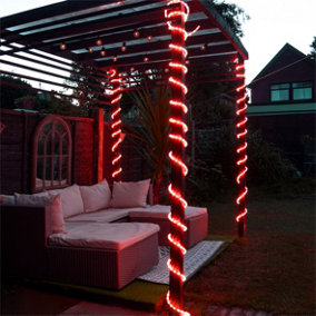 Outdoor Festive Static LED 45M Rope Lights Kit With Wiring Accessories- Red