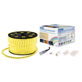 Outdoor Festive Static LED 45M Rope Lights Kit With Wiring Accessories- Yellow