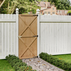 Outdoor Flat Top  Garden Gate Yard Patio Entrance Way Door Security Barrier Pedestrian Gate Pine Wooden Fence Door