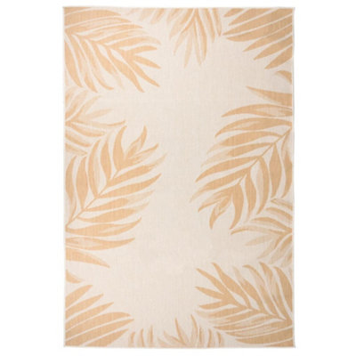 Outdoor Flatweave Rug 160x230 cm Leaf Pattern