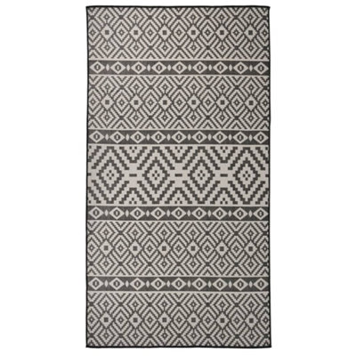 Outdoor Flatweave Rug 80x150 cm Black Stripes