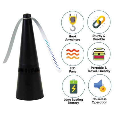 Outdoor Fly Repellent Fan - Black