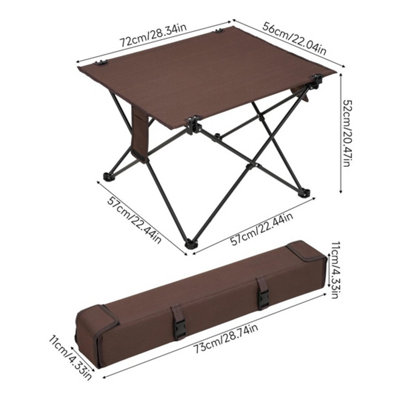Outdoor Folding Camping Table Steel Frame Oxford Cloth Side Table with Carry Bag Brown