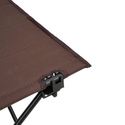 Outdoor Folding Camping Table Steel Frame Oxford Cloth Side Table with Carry Bag Brown