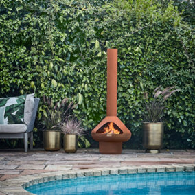 Outdoor Fornax Fireplace - Steel - L52 x W52 x H132 cm - Rust