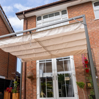 Outdoor Free Standing Pergola - Retractable Water-Resistant Roof Canopy ...