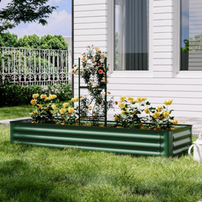 Outdoor Galvanized Steel Raised Garden Bed with Climbing Stand Green 180 x 60cm