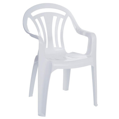 Outdoor Garden 1 x Chairs Furniture Waterproof Set Low Back Plastic White Seat