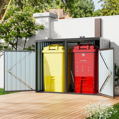 Outdoor Garden 190cm W Metal Garbage Can Galvanized Steel Garden ...
