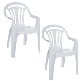 Outdoor Garden 2 x Chairs Furniture Waterproof Set Low Back Plastic Seat