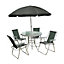Outdoor Garden 4 Person Garden Furniture Patio Set Table, 4 Chairs & Parasol