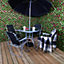Outdoor Garden 4 Person Garden Furniture Patio Set Table, 4 Chairs & Parasol