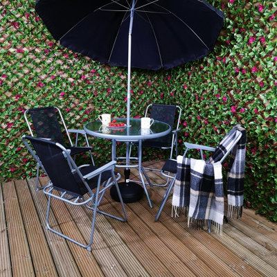 Outdoor Garden 4 Person Garden Furniture Patio Set Table 4 Chairs Parasol