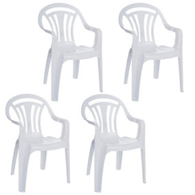 Outdoor Garden 4 x Chairs Furniture Waterproof Set Low Back Plastic Seat