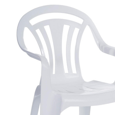 Outdoor Garden 4 x Chairs Furniture Waterproof Set Low Back Plastic White Seat