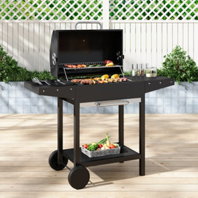 Outdoor Garden Charcoal BBQ Grill with Lid Cover, Black