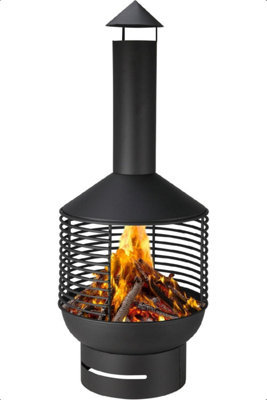Outdoor Garden Chiminea Fireplace Firepit With Base & Top