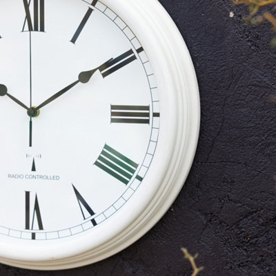 Outdoor Garden Clock Antique White Perfect Time Radio Controlled 38cm - 4