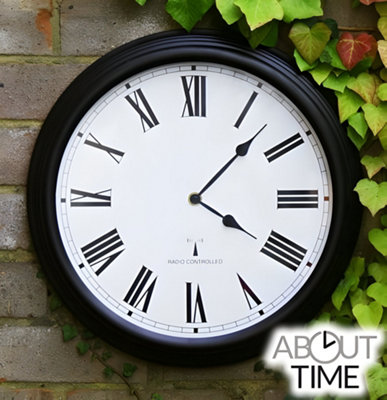 Outdoor Garden Clock Black Perfect Time Radio Controlled 38cm - 4