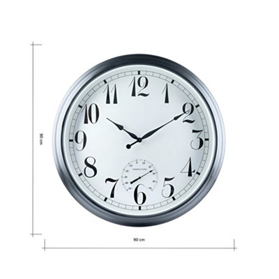 Outdoor Garden Clock With Thermometer and Metal Casing Black Big Time  90cm - 3