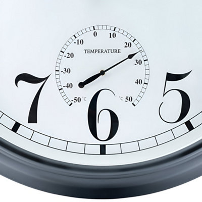 Outdoor Garden Clock With Thermometer and Metal Casing Black Big Time  90cm - 5