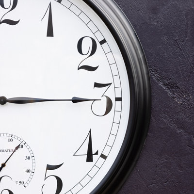 Outdoor Garden Clock With Thermometer and Metal Casing Black Big Time  90cm - 7