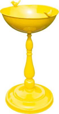 Outdoor Garden Free Standing Weatherproof Bird Design Pedestal Yellow Bird Bath