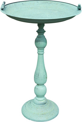 Outdoor Garden Free Standing Weatherproof Metal Green Ornamental Bird Bath