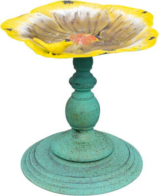 Outdoor Garden Free Standing Weatherproof Pedestal Style Bird Bath Ornament