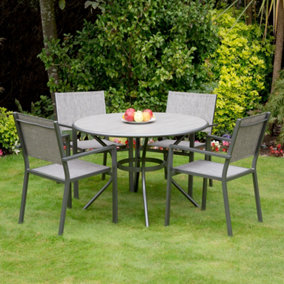 Outdoor Garden Furniture  Adrano 110cm 4 Seat Polywood Outdoor Aluminium Stacking Dining Garden Collection