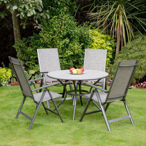 Outdoor Garden Furniture  Adrano 110cm 4 Seat Reclining Polywood Outdoor Aluminium Dining Garden Collection