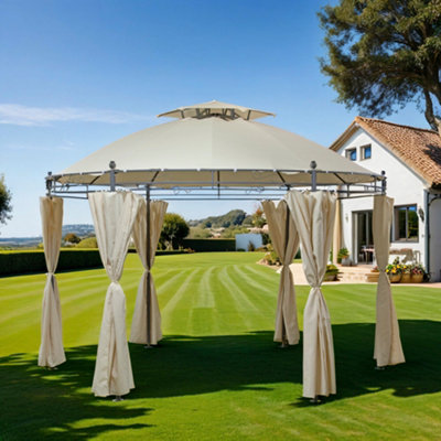 Outdoor Garden Furniture Alicante 3.5m Steel Ecru Round Gazebo