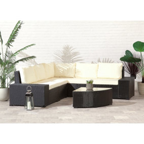 Outdoor Garden Furniture  Black Rattan Corner Sofa with Coffee Table Outdoor Furniture Set