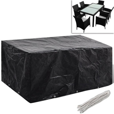 OUTDOOR GARDEN FURNITURE COVER 6 PERSON POLY RATTAN SET 10 EYELETS ...