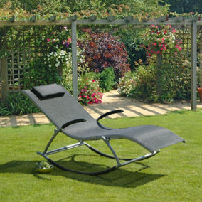 Outdoor Garden Furniture  Monte Carlo Rocking Black Sunlounger