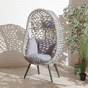 Outdoor Garden Furniture  Naples Standing Garden Rattan Outdoor Chair Single with Grey Cushions